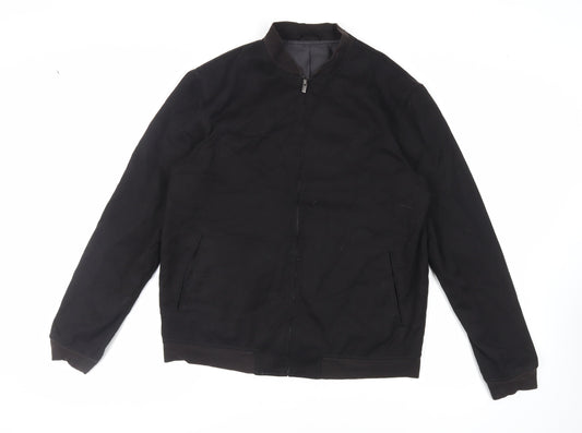 Next Mens Black Bomber Jacket Jacket Size L Zip