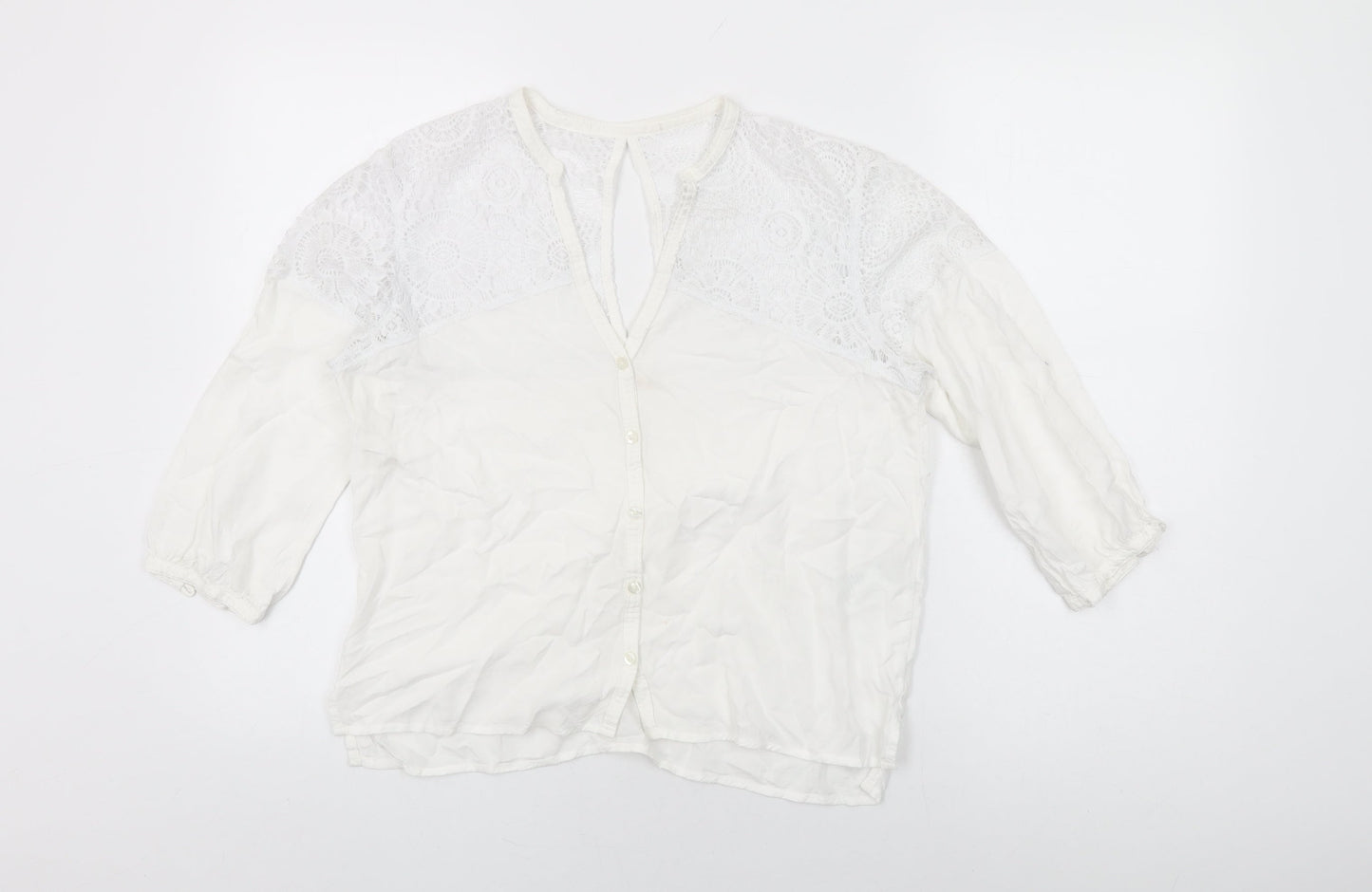 Hollister Womens White Viscose Basic Button-Up Size S V-Neck