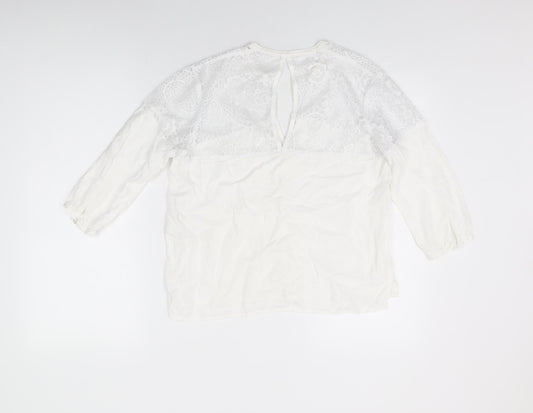 Hollister Womens White Viscose Basic Button-Up Size S V-Neck