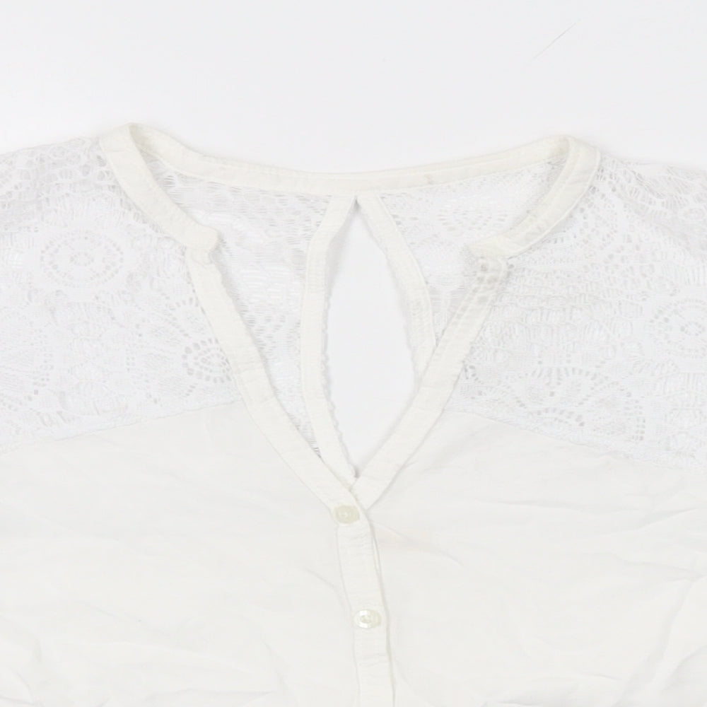 Hollister Womens White Viscose Basic Button-Up Size S V-Neck