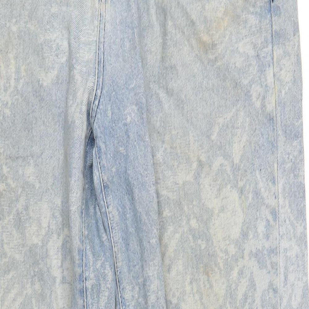 Jaded London Womens Blue Floral Cotton Straight Jeans Size 30 L32 in Regular Zip