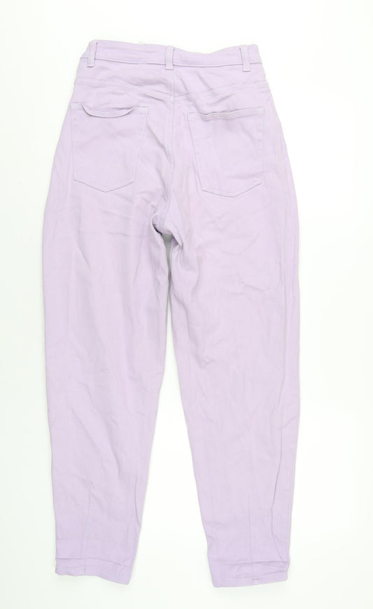 H&M Womens Purple Cotton Mom Jeans Size 10 L29 in Regular Zip