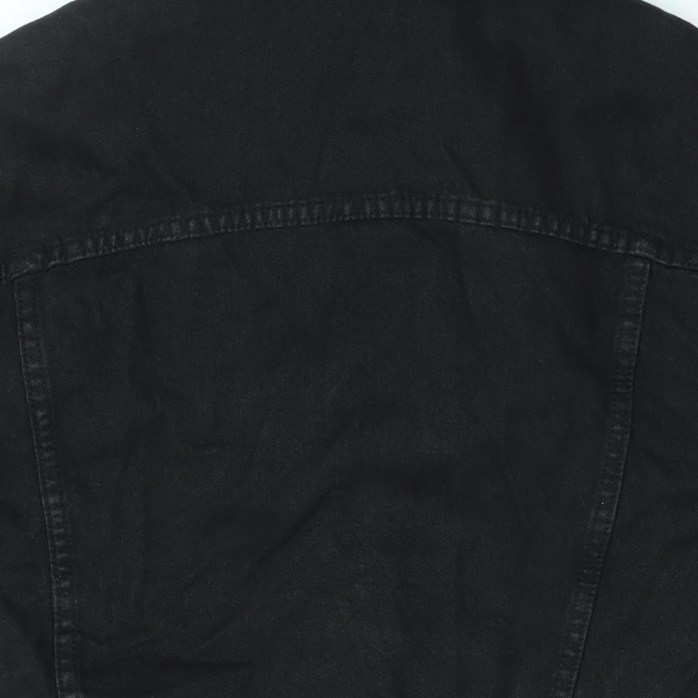 Brand and care label for ASOS women’s black jacket, size UK 12, button - fleece lined