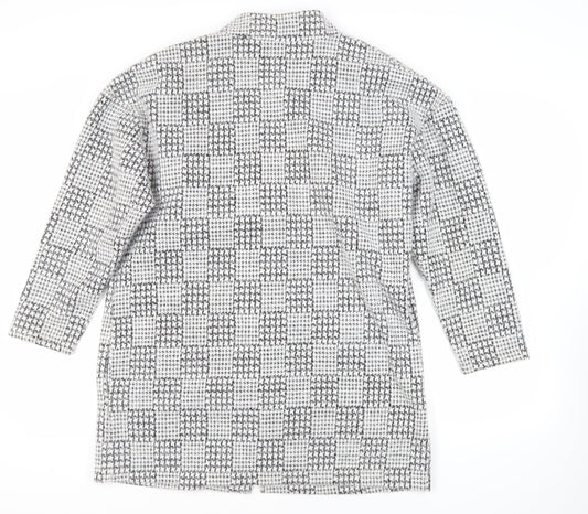 Marks and Spencer Womens Grey Geometric Overcoat Coat Size 18 - Open