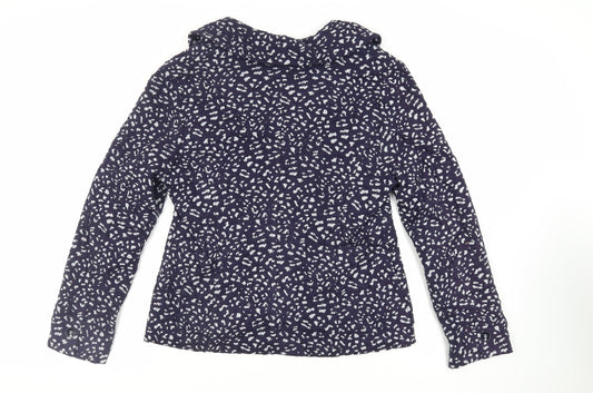 Per Una Womens Blue Geometric Jacket Blazer Size 16 Button - Textured