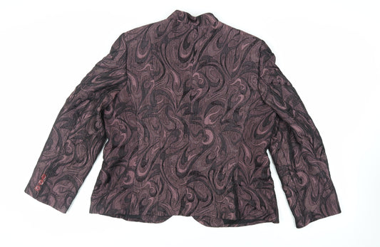 nassC Womens Purple Geometric Jacket Blazer Size 18 Button
