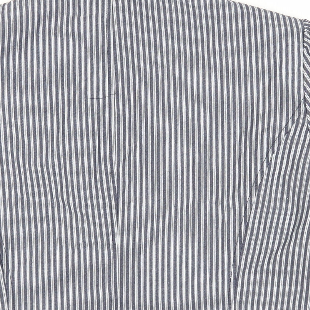 Brand and care label for Red Herring women’s blue striped jacket blazer, size UK 14, button