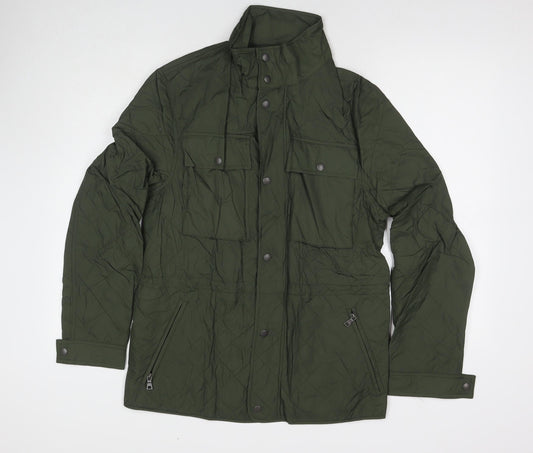 Marks & Spencer Mens Green Quilted Coat Size S Zip