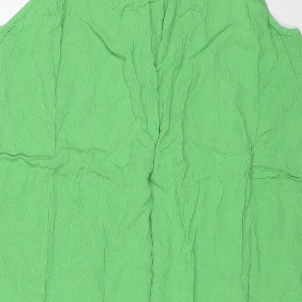 St Michael Womens Green Viscose Basic Tank Size 12 V-Neck - Size 12-14