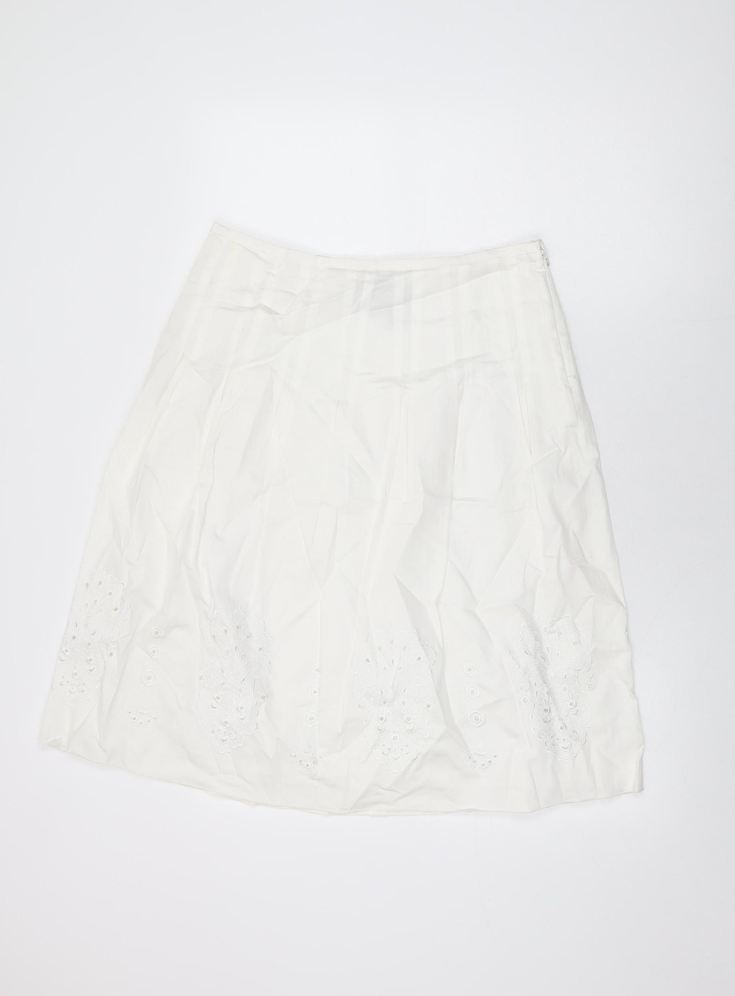 Jones New York Womens White Floral Cotton Swing Skirt Size 8 Zip