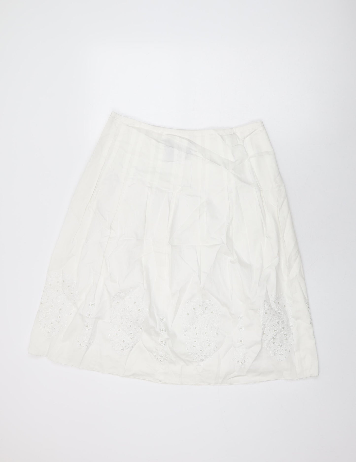 Jones New York Womens White Floral Cotton Swing Skirt Size 8 Zip