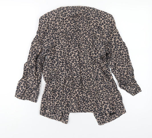 Miss Selfridge Womens Beige Animal Print Jacket Blazer Size 8