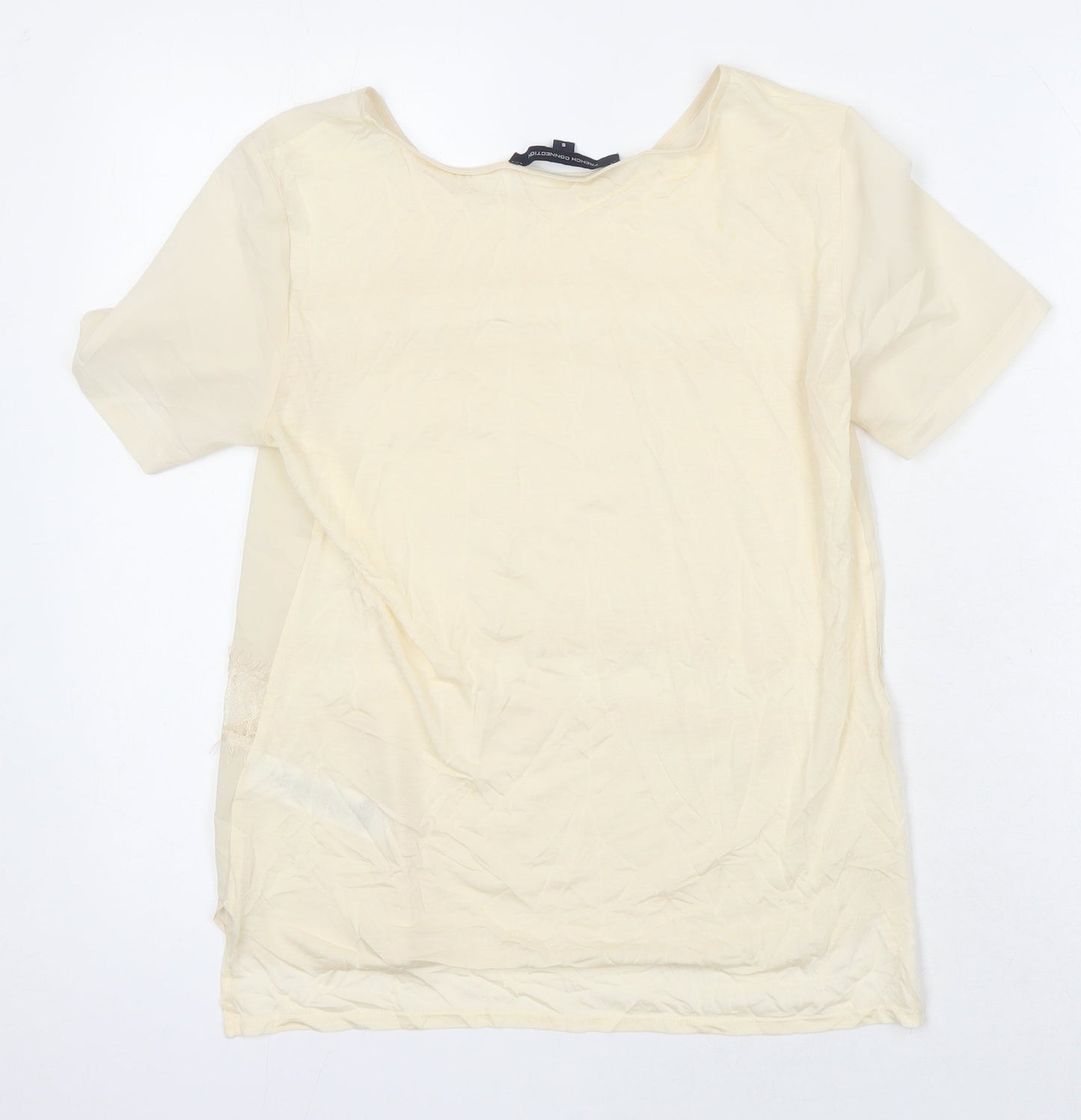 French Connection Womens Ivory Lyocell Tunic Blouse Size S Boat Neck
