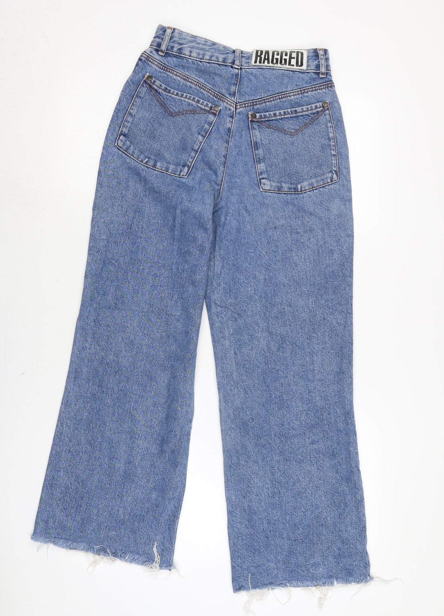 Ragged Womens Blue Cotton Wide-Leg Jeans Size 23 in L26 in Regular Zip