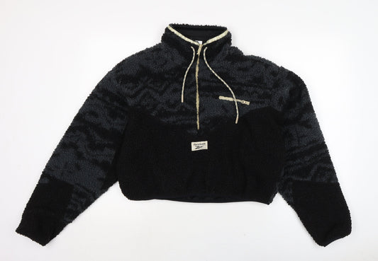 Reebok Womens Black Polyester Pullover Sweatshirt Size XS