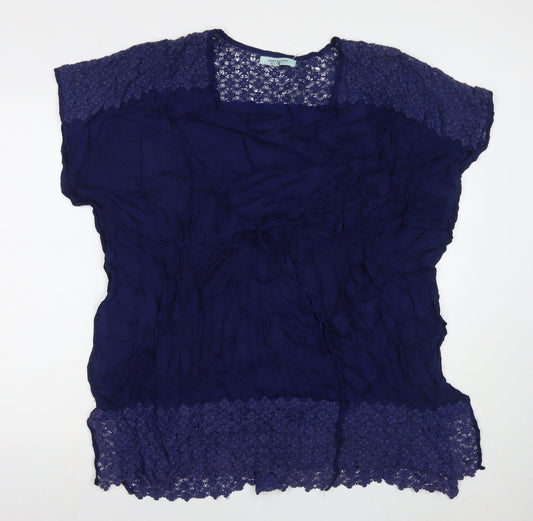Womens UK Size M Dickins & Jones Blue Viscose T-Shirt