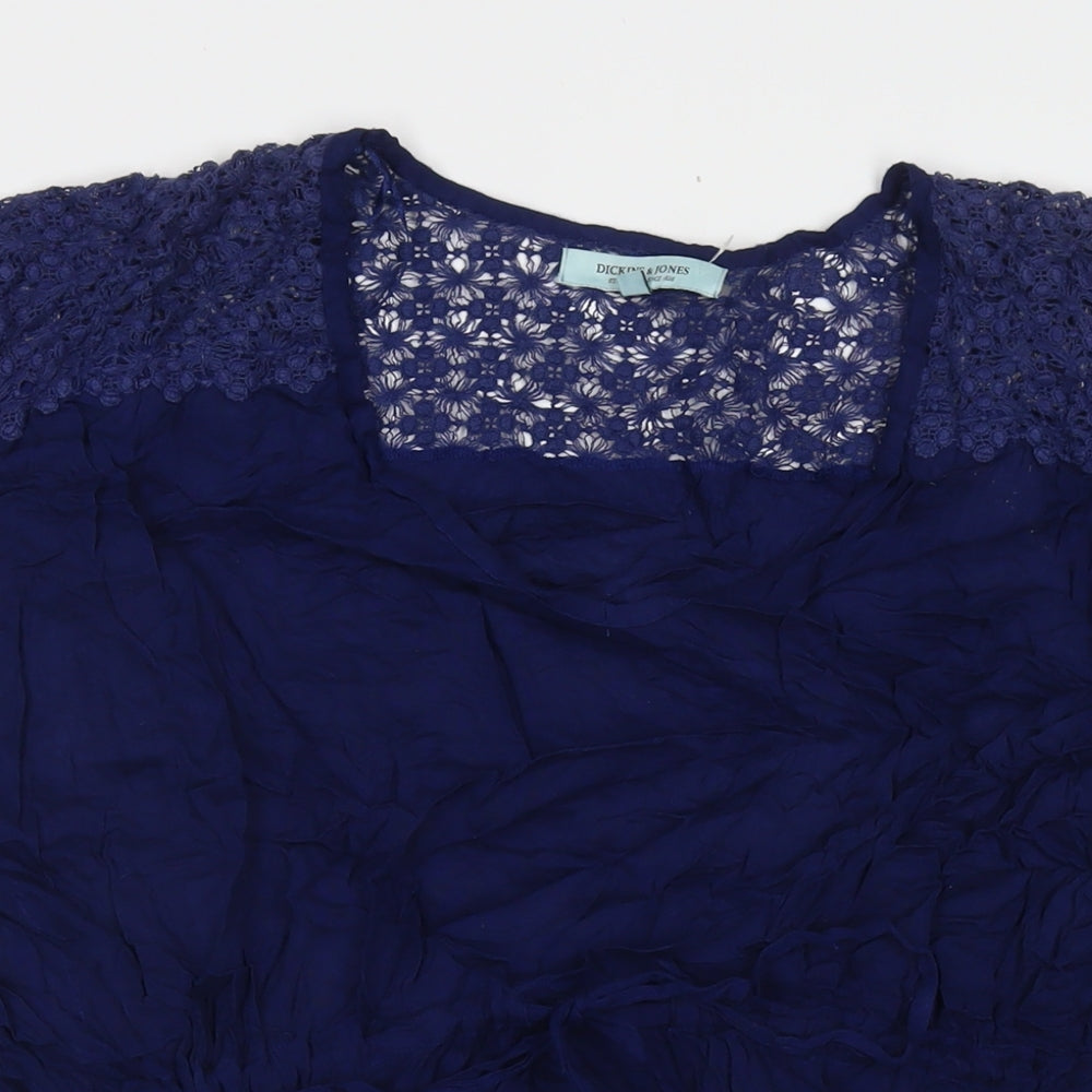 Dickins & Jones Womens Blue Viscose Tunic T-Shirt Size M Scoop Neck - Beach Cover-Up