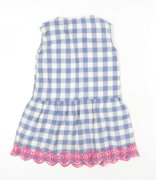 Gap Girls Multicoloured Check Cotton A-Line Size 4 Years Round Neck