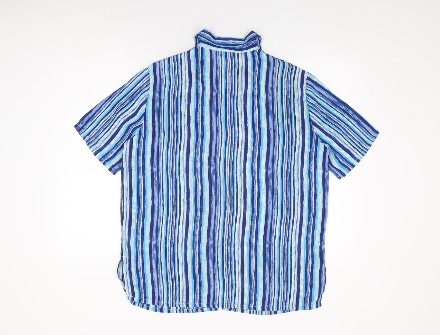 St Michael Womens Blue Geometric Polyester Basic Button-Up Size 16 Collared