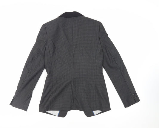 NEXT Womens Grey Geometric Jacket Blazer Size 10 Button