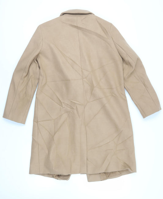 Marks and Spencer Womens Beige Overcoat Coat Size 12 Snap