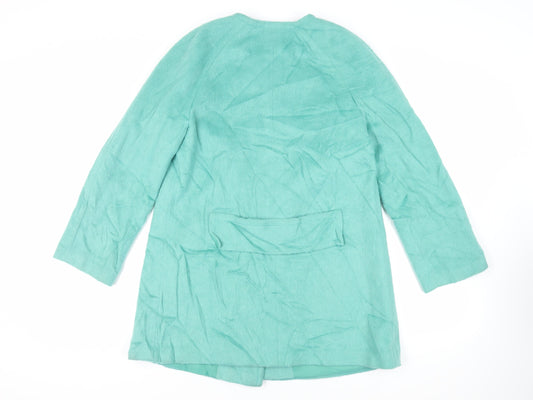 Per Una Womens Green Pea Coat Coat Size 12 Button