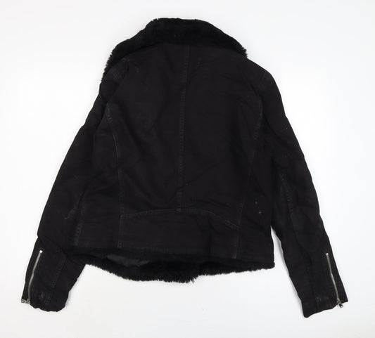 ASOS Womens Black Biker Jacket Size 12 Zip