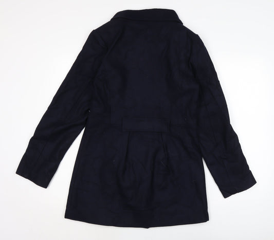 Evita Womens Blue Overcoat Coat Size 12 Button