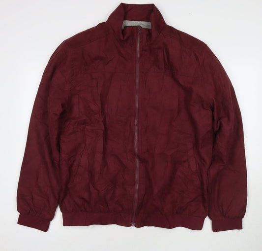 Additional front view of Atlas men’s red bomber jacket jacket, size M, zip