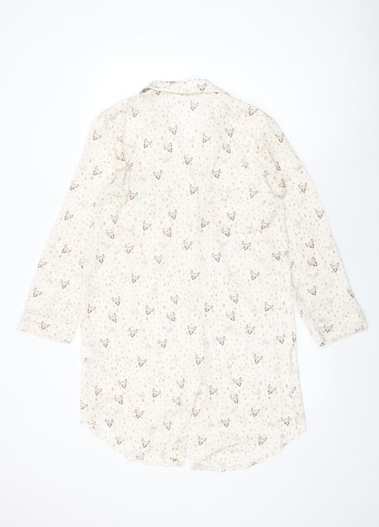 Marks and Spencer Womens Ivory Geometric Polyester Top Dress Size 10 Button - Bambi