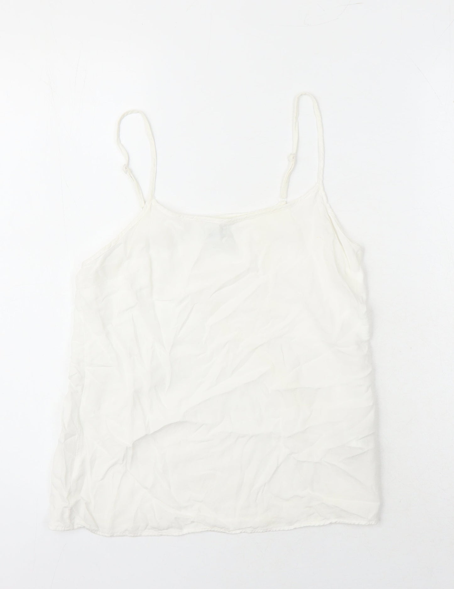 VERO MODA Womens White Herringbone Viscose Basic T-Shirt Size XS Boat Neck