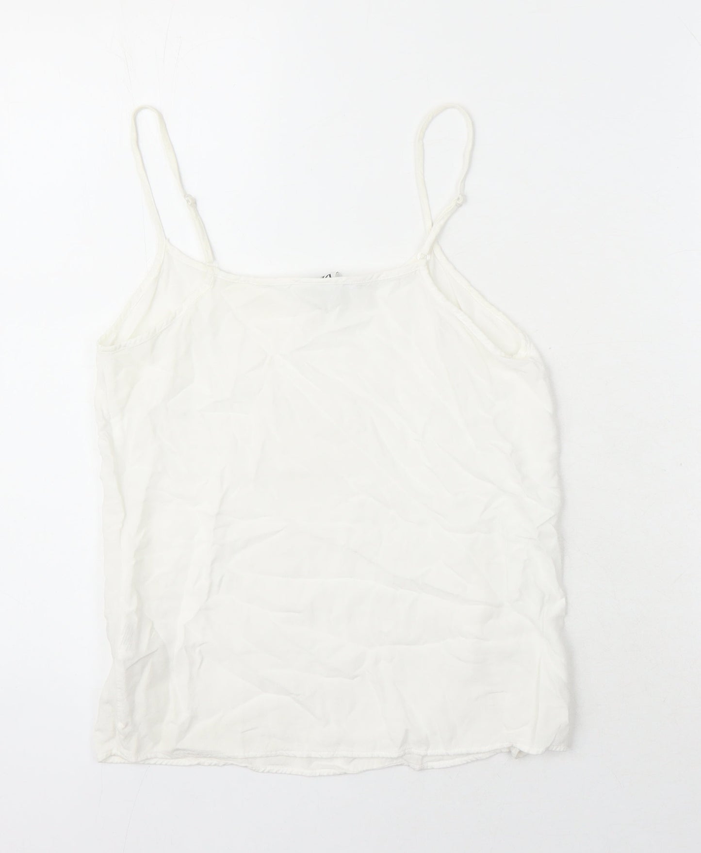 VERO MODA Womens White Herringbone Viscose Basic T-Shirt Size XS Boat Neck