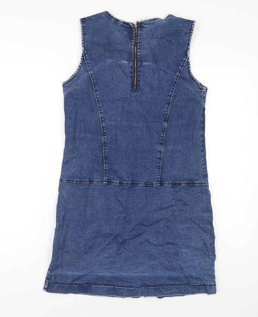 Thought Womens Blue Cotton A-Line Size 12 Roll Neck Zip