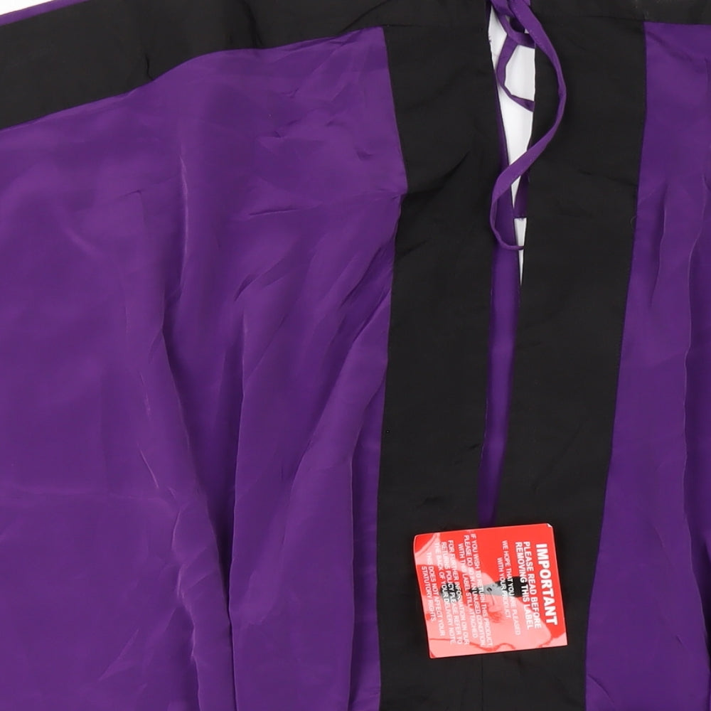 Brand and care label for ASOS women’s purple polyester basic blouse, size UK 14, v-neck