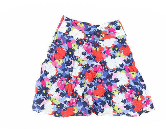 Great Plains London Womens Multicoloured Floral Cotton Flare Skirt Size 10 Zip - Lined