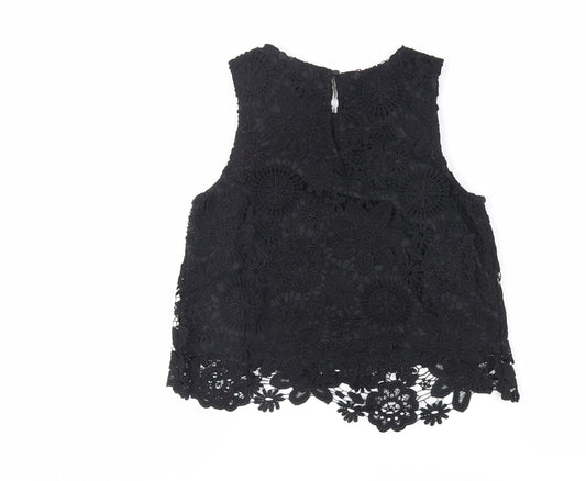 Womens UK Size 8 TOPS Black Polyester Tank