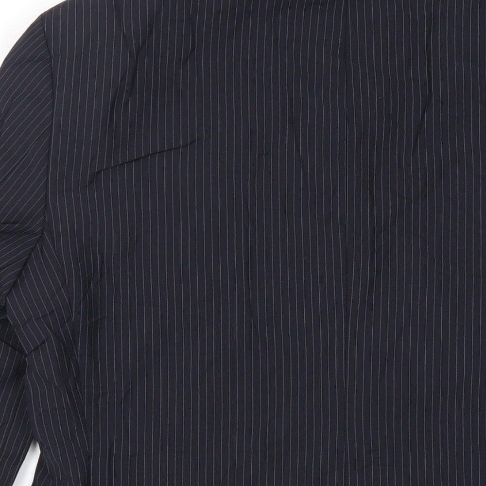 Brand and care label for Autograph men’s blue striped wool jacket suit jacket, size 36, regular
