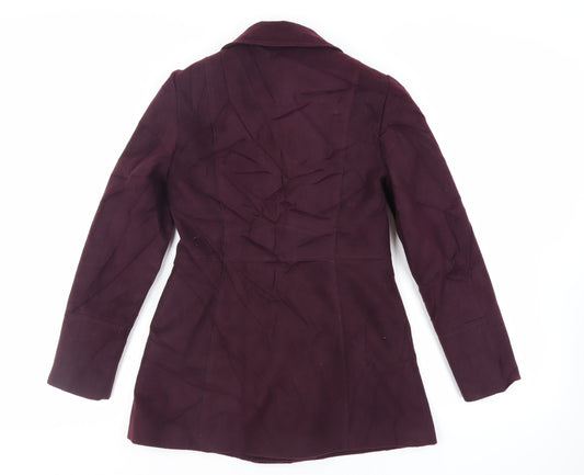 Debenhams Womens Purple Overcoat Coat Size 8 Zip