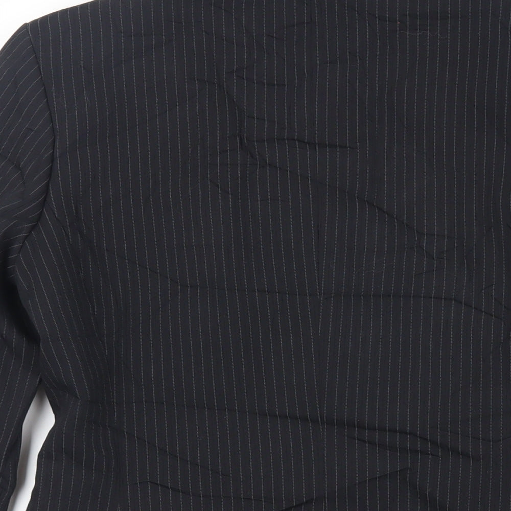Brand and care label for Mexx women’s black striped jacket blazer, size UK 10, button