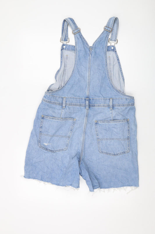 HGap Womens Blue Cotton Dungaree One-Piece Size M Button
