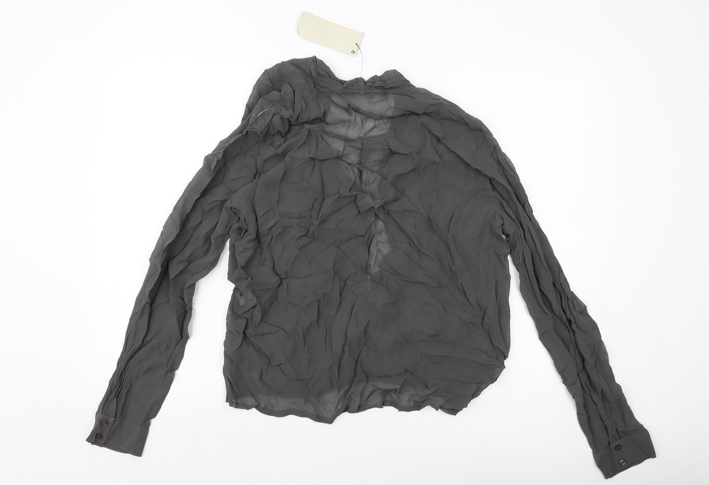 Net Womens Grey Viscose Basic Blouse Size 10 V-Neck