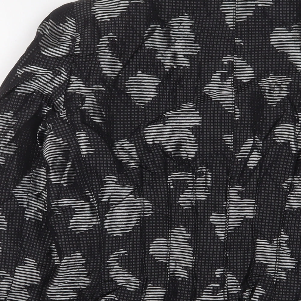 Armani Collezioni Womens Black Geometric Jacket Blazer Size 16 Button - Pleated