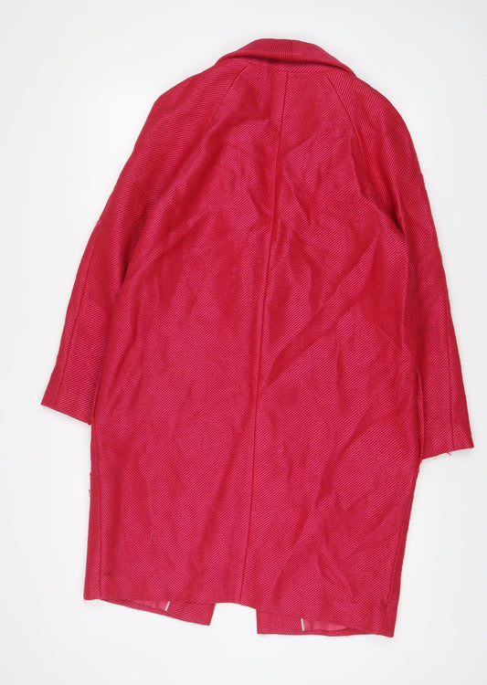M&Co Womens Pink Overcoat Coat Size 12 Button