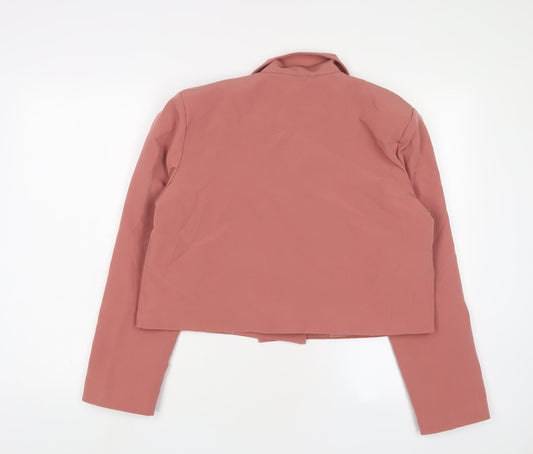 Boohoo Womens Pink Jacket Blazer Size 12 Button