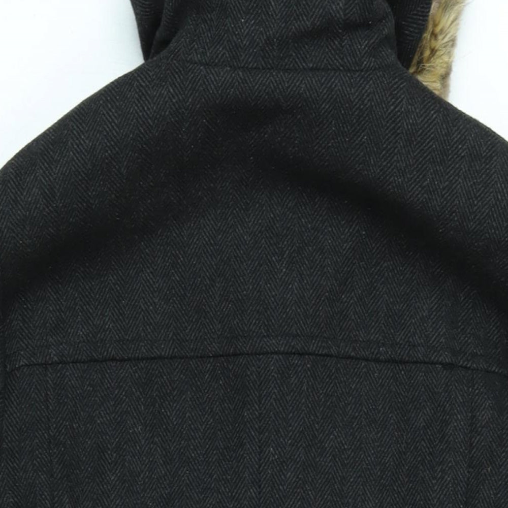 Brand and care label for Papaya women’s grey overcoat coat, size UK 14, zip