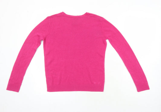 Golddigga Girls Pink Round Neck Acrylic Pullover Jumper Size 13 Years - Sequined detail