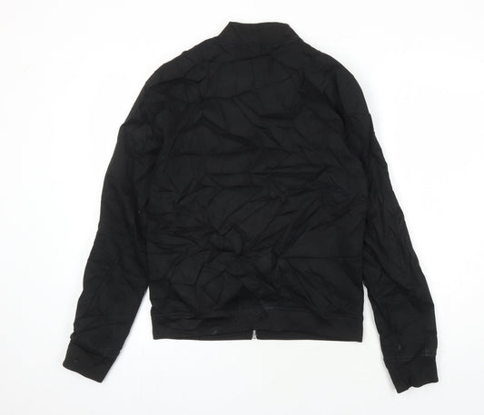 ASOS Womens Black Herringbone Bomber Jacket Jacket Size S Zip