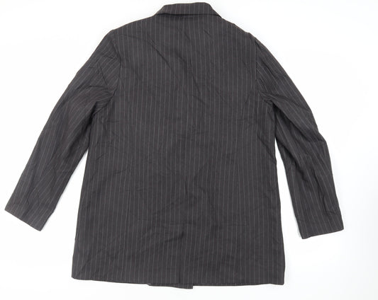New Look Womens Grey Striped Jacket Blazer Size 16 Button