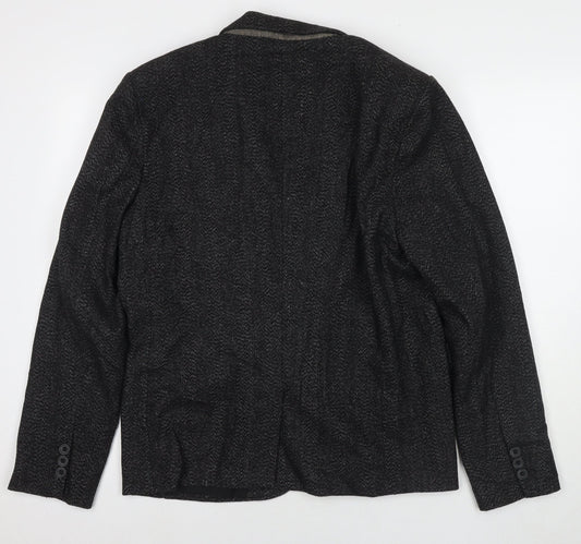 Bellfield Mens Black Jacket Blazer Size L Button