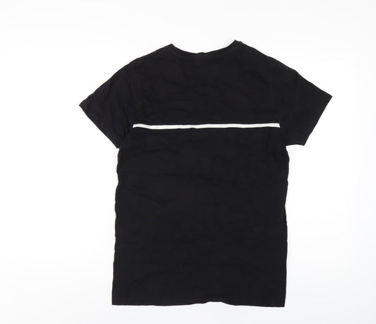 Devote Mens Black Cotton T-Shirt Size S Round Neck